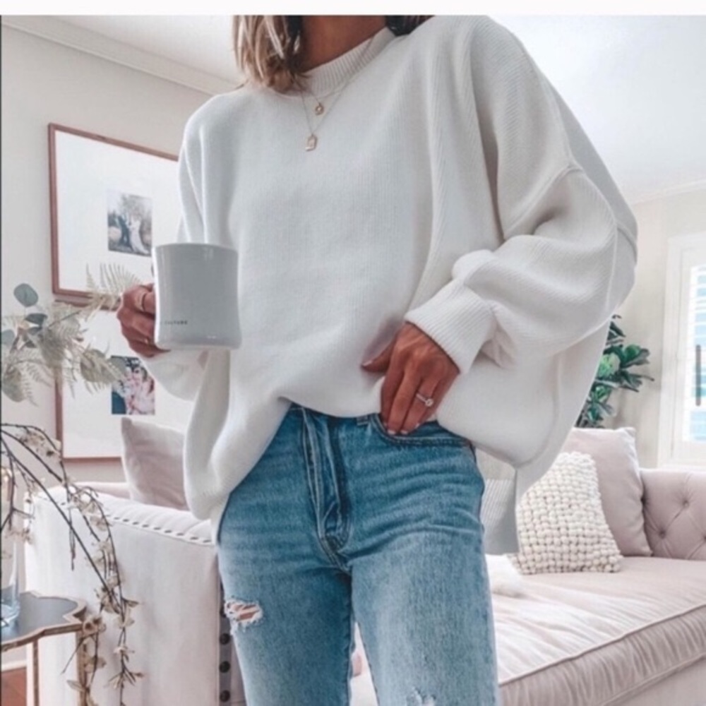 Free People Easy Street Tunic Sweater White M
